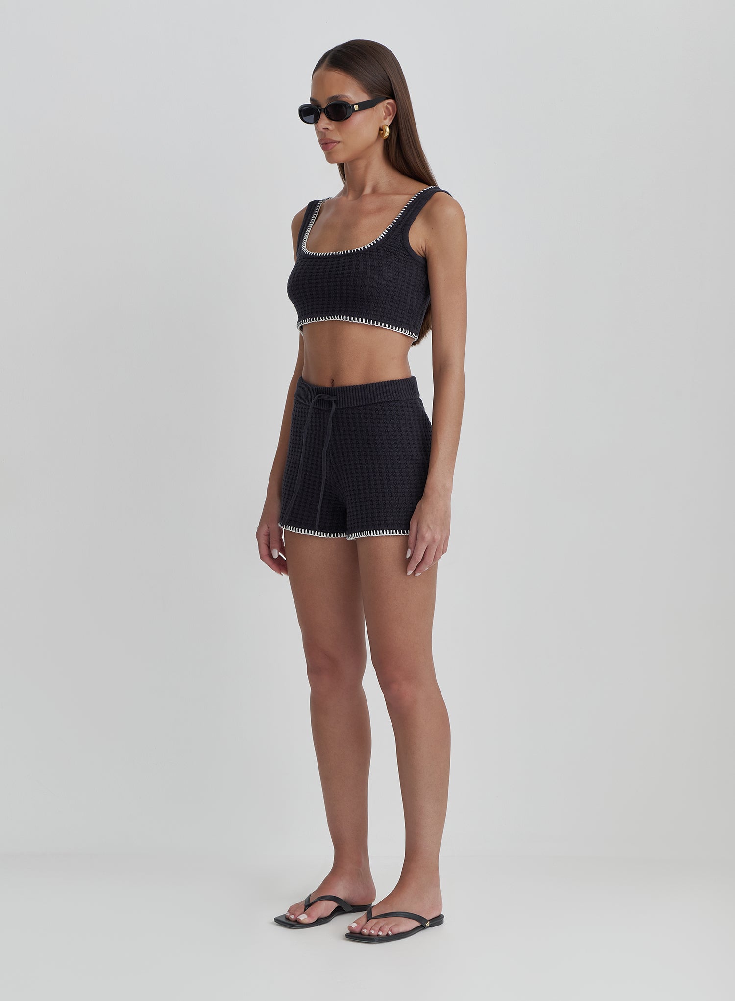 Navy Contrast Stitch Short